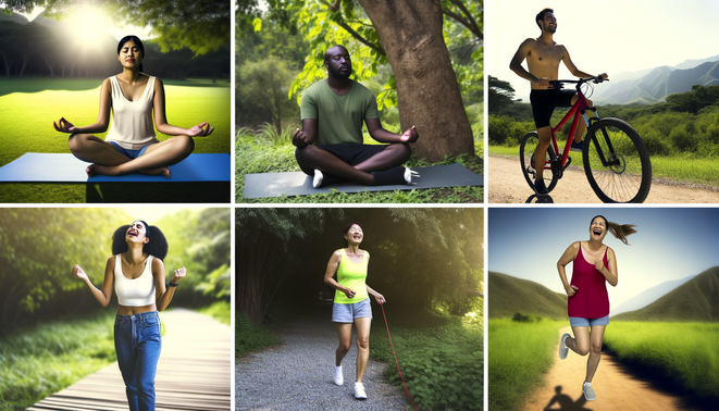 alt_text: A diverse group enjoying wellness activities outdoors, symbolizing holistic health and joy.